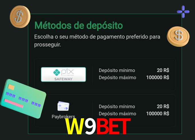 O cassino W9Bet oferece uma grande variedade de métodos de pagamento
